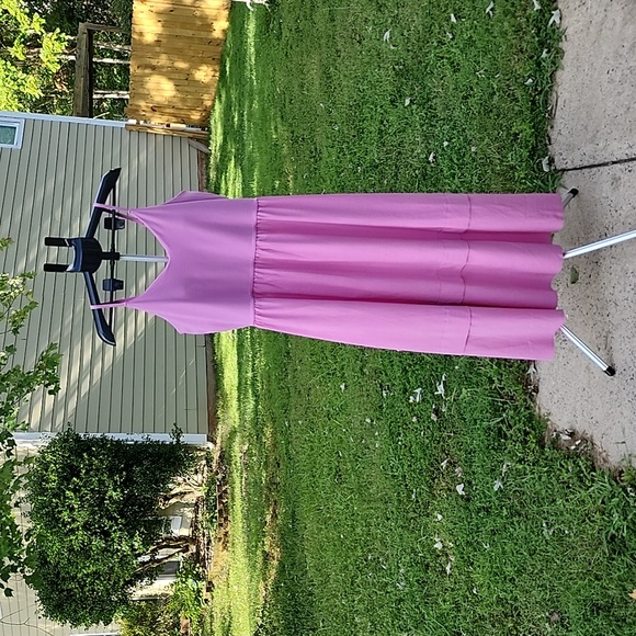 Athleta Dresses & Skirts - Athleta Dress XL Pink Convertible Straps Removable Bra Cups Pockets Lightweight